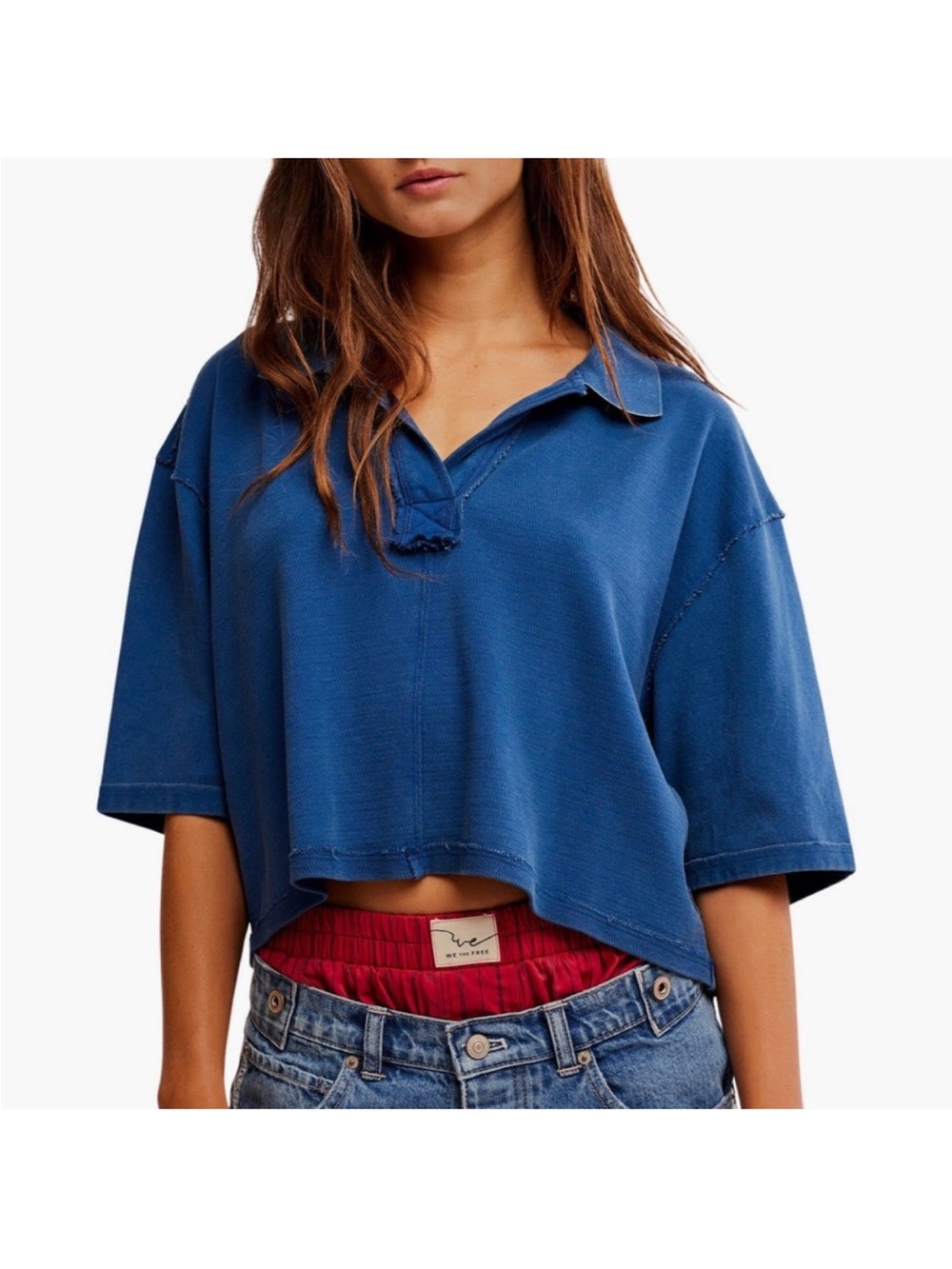 We the free cropped boxy shirt sz L